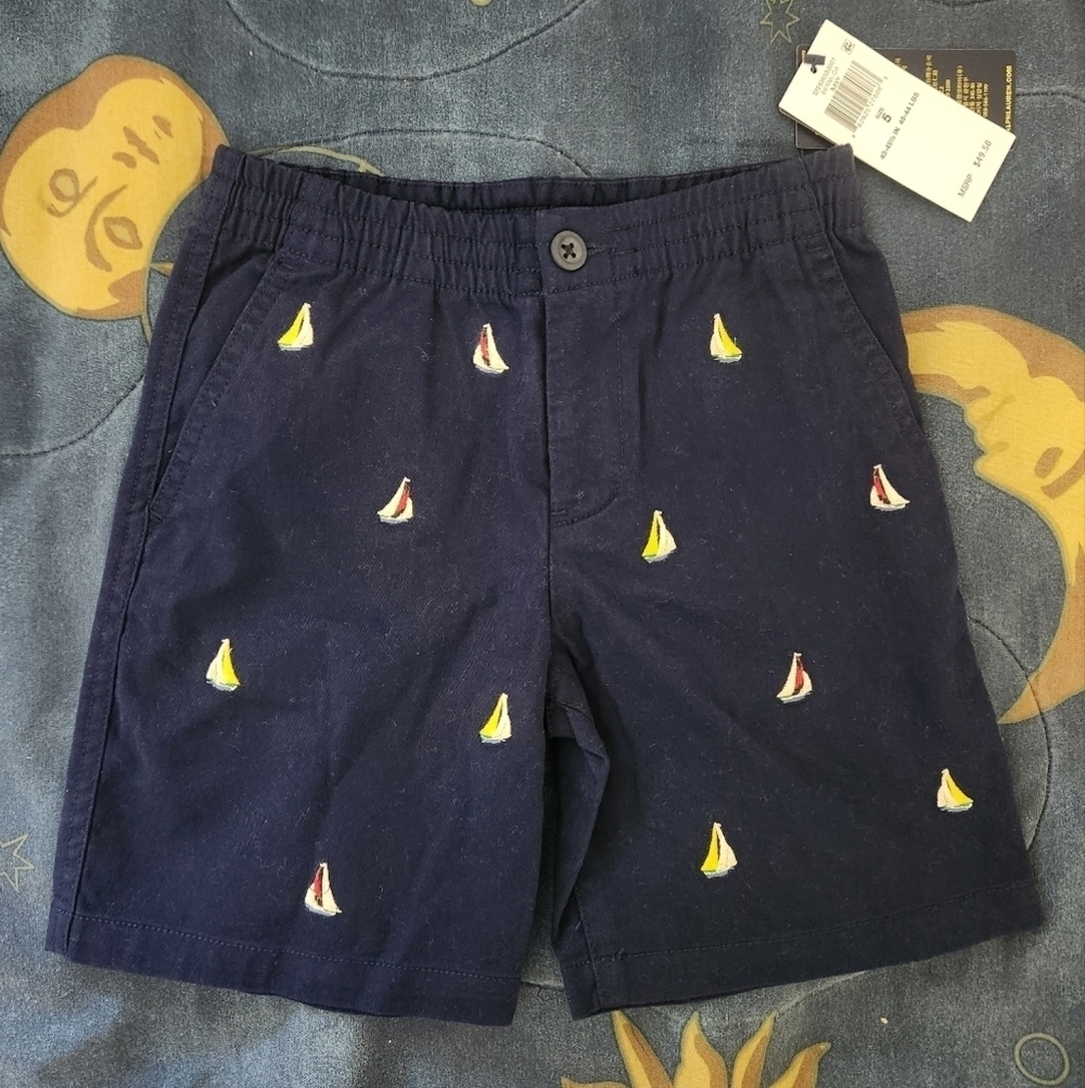 Polo Ralph Lauren Navy Shorts with Sailboat Embroidery
